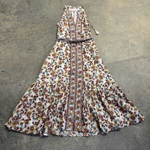 Cleobella Floral Sleeveless Maxi Dress Size XS‎ Ruffle Tiered Bohemian Fairycore